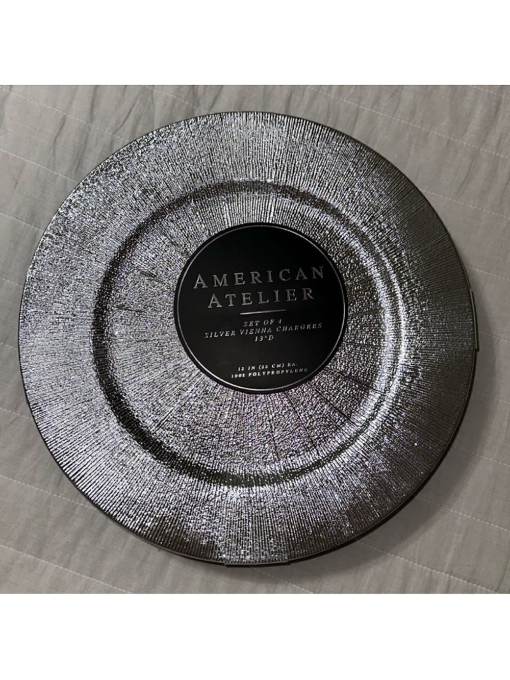American Atelier Set of 4 Silver Vienna Charger 13” Plates